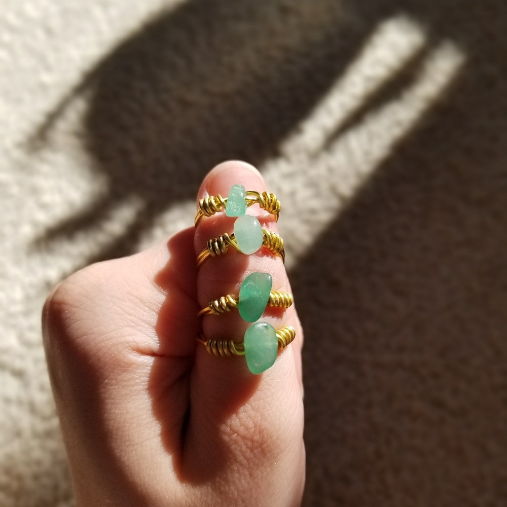 Handmade, tarnish resistant crystal rings